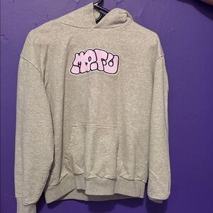 Gray Hoodie with Pink Graphic